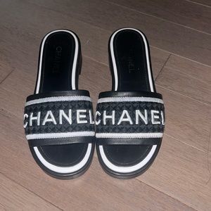 CHANEL Black and White Sandals